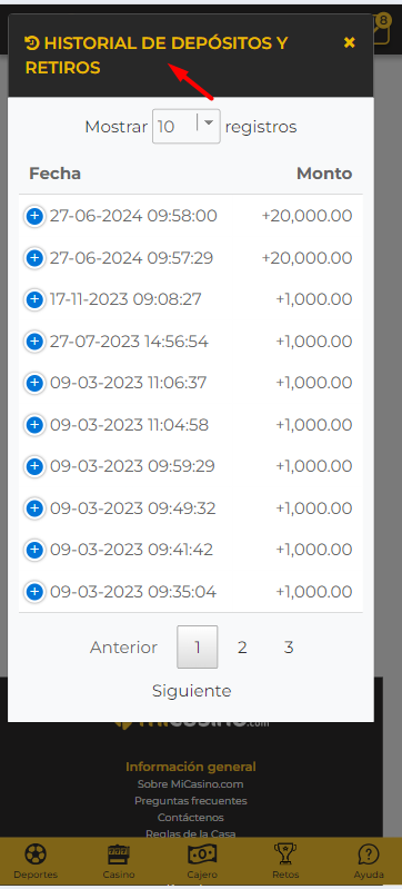 retiro y depósito casino online Latinoamérica