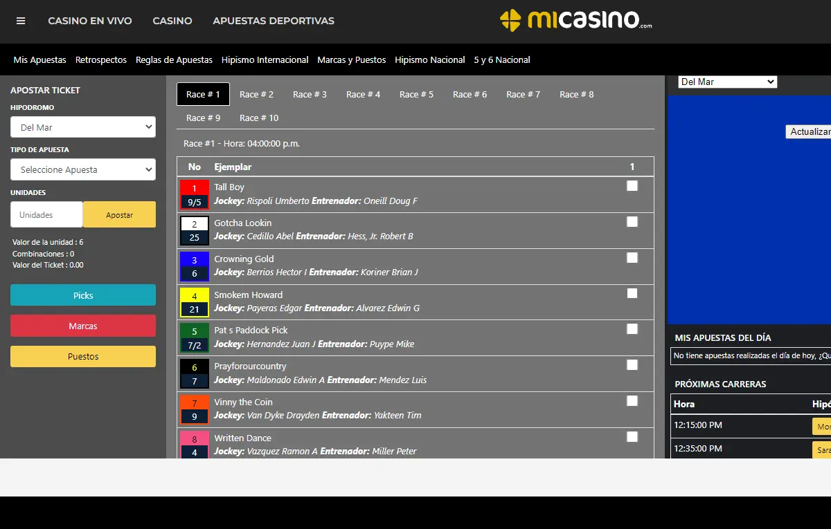caballos para apostar - mi casino