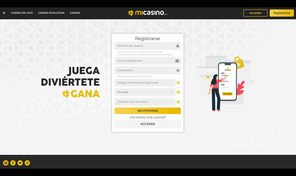 registrarse - mi casino