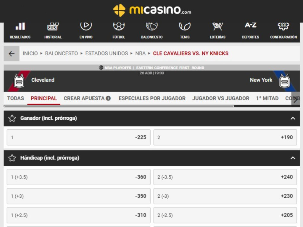 Cuotas Americanas casino online