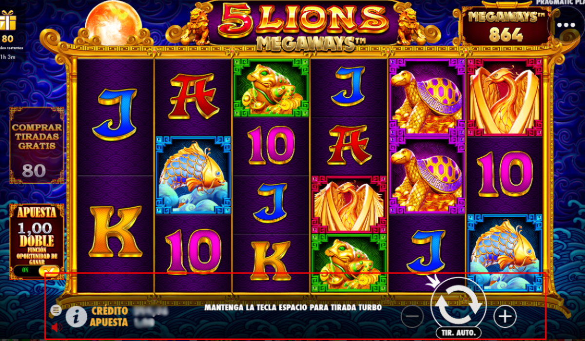Slot 5 Lions Megaways Gana dinero en casino online Mi Casino