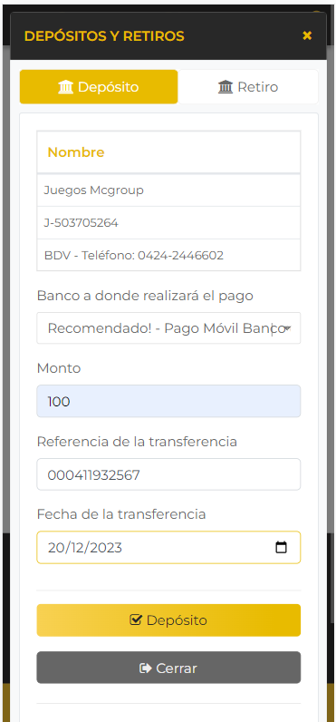 metodos de deposito casino venezuela