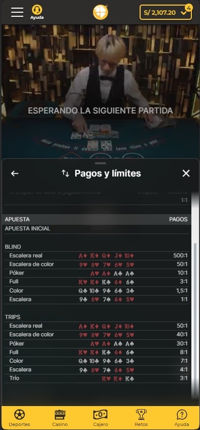 Pagos y límites Ultimate Texas Holdem