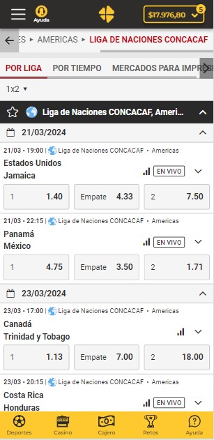 Apuestas CONCACAF MiCasino.com