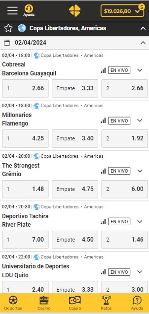 Apuestas Copa Libertadores MiCasino.com