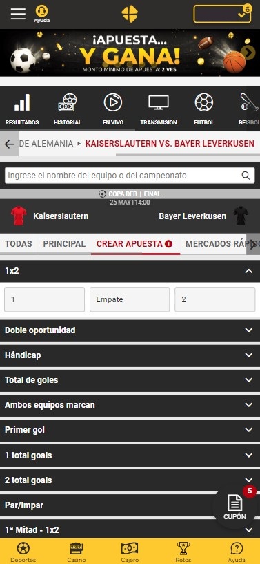 Apuesta y gana con las finales de Europa con el Bono FINALES