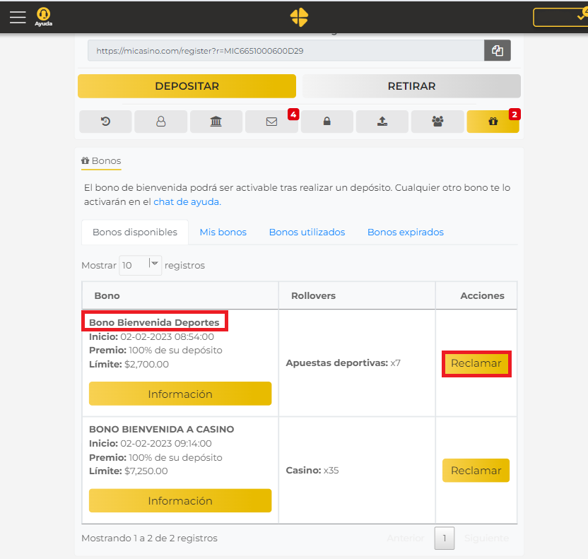 Duplica tu dinero con el Bono Bienvenida para Deportes