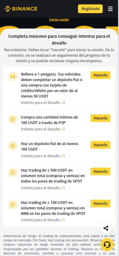 Tareas Binance MiCasino.com