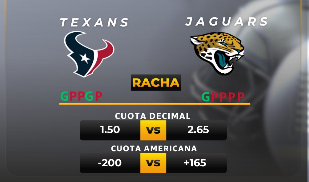 Parley y pronóstico deportivo Texans vs Jaguars - NFL MiCasino.com