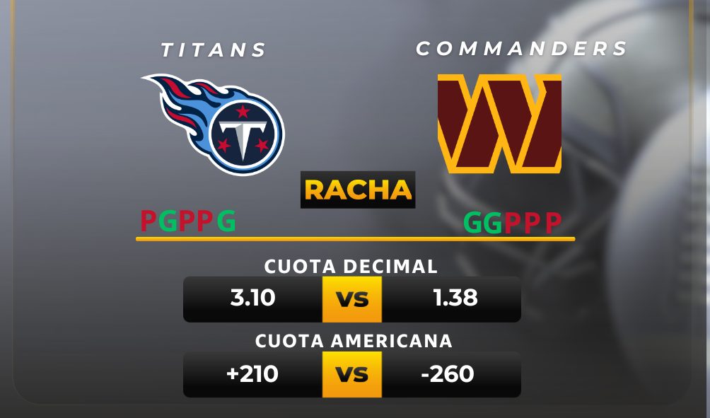 Parley y pronóstico deportivo Titans vs Commanders - NFL MiCasino.com