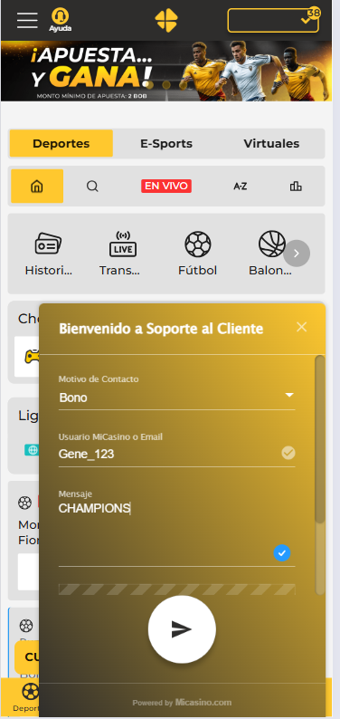 Cómo solicitar el Bono CHAMPIONS casino online apuestas deportivas apuestas de casino