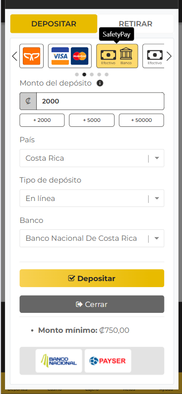 SafetyPay pagos online casino en línea costa Rica