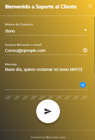 Activa el Bono MAYO y juega con un 35% más en tu cuenta MiCasino.com