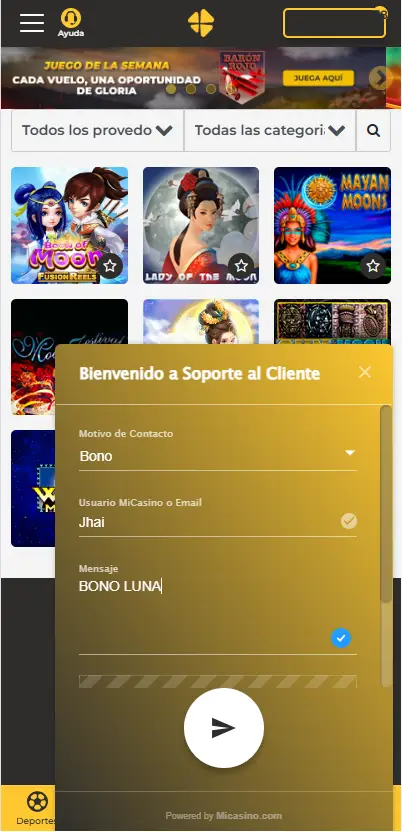 Bono LUNA - Reclama YA y disfruta 35% más en tus apuestas MiCasino.com