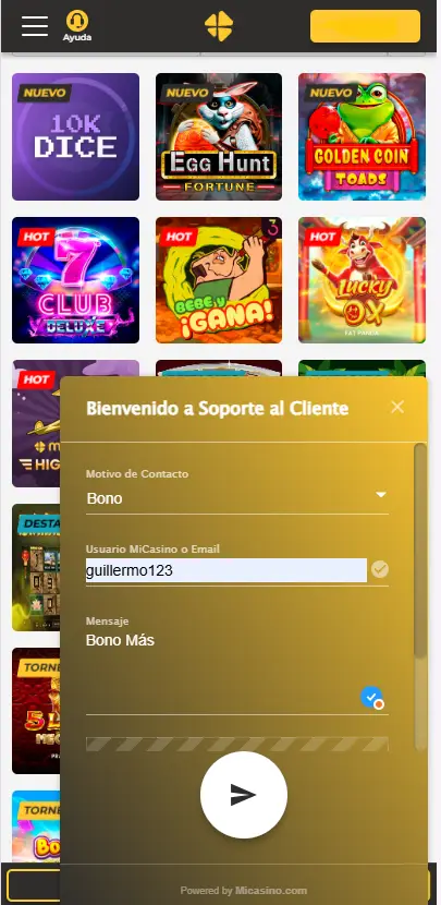 Cómo solicitar el Bono Más Casino online- MiCasino.com