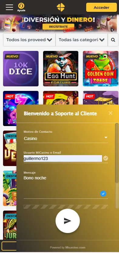 ¡Activa el bono NOCHE y multiplica tus ganancias!- MiCasino.com 