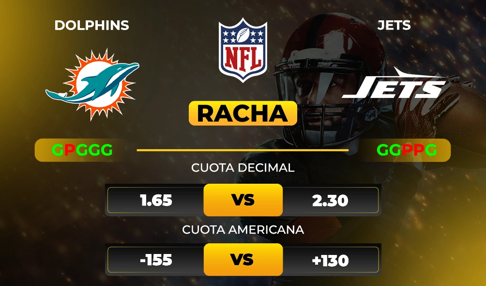 Dolphins vs Jets - Pronóstico y apuestas - Racha y cuotas - NFL - MiCasino