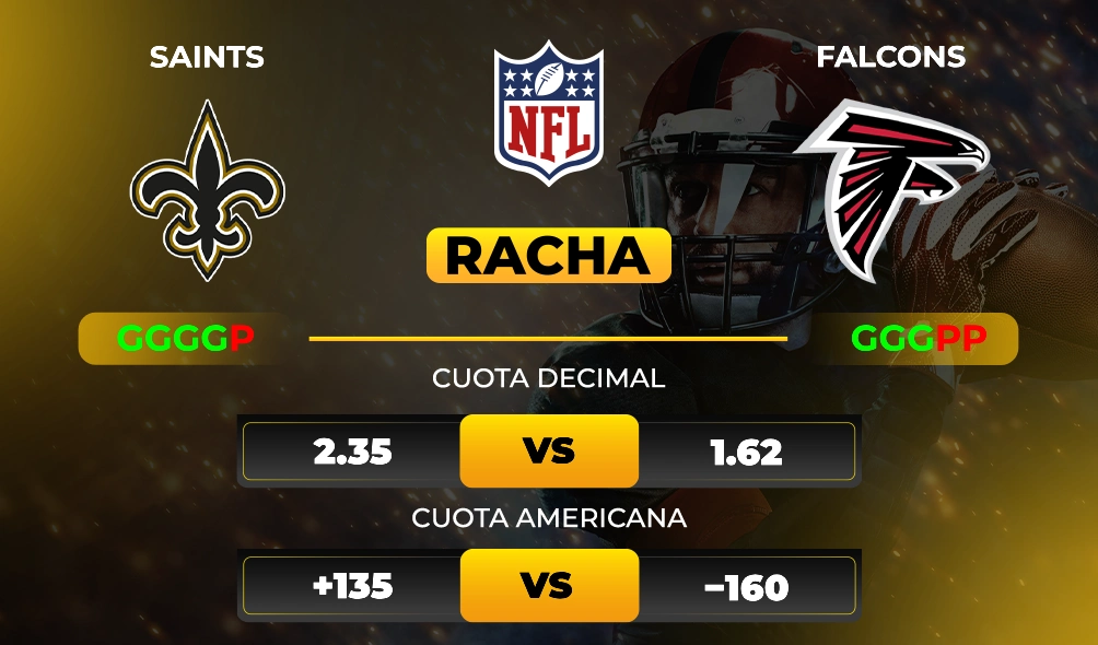 Saints vs Falcons – Pronóstico Deportivo – Cuotas y rachas - NFL - MiCasino