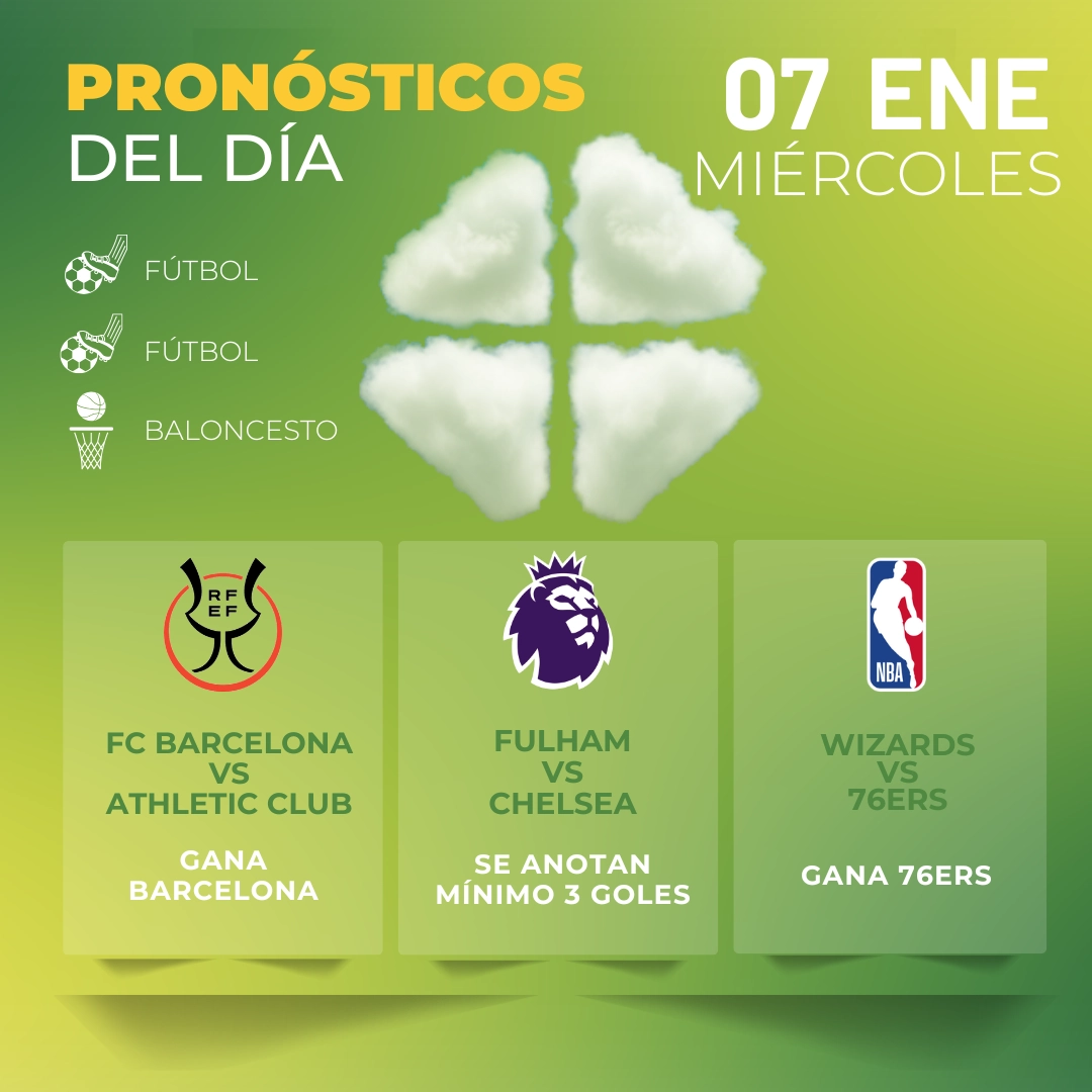 Pronósticos deportivos GRATIS para hoy martes 07-01-2026 - MiCasino