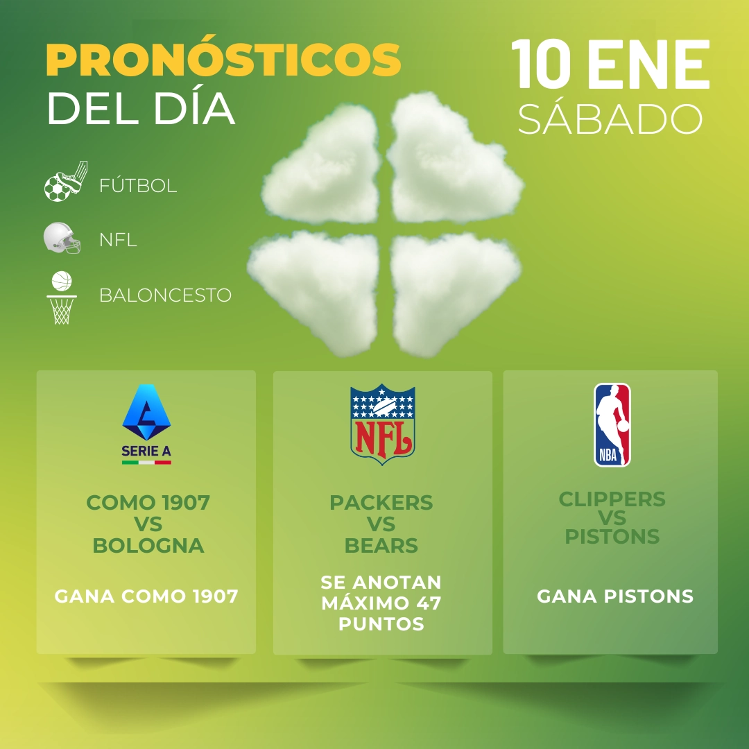 Pronósticos deportivos GRATIS para hoy sábado 10-01-2026 - Interna - MiCasino