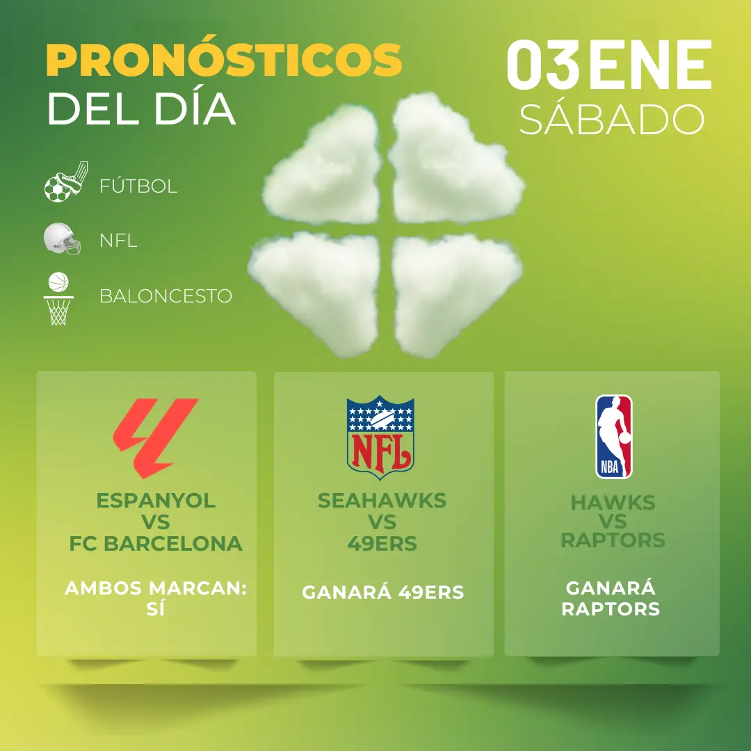 Pronósticos deportivos hoy 3 enero MiCasino