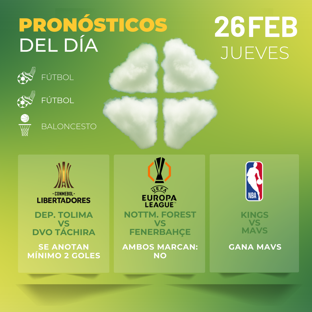 Pronósticos gratis hoy jueves 26 febrero y apuestas de hoy 26 febrero micasino.com