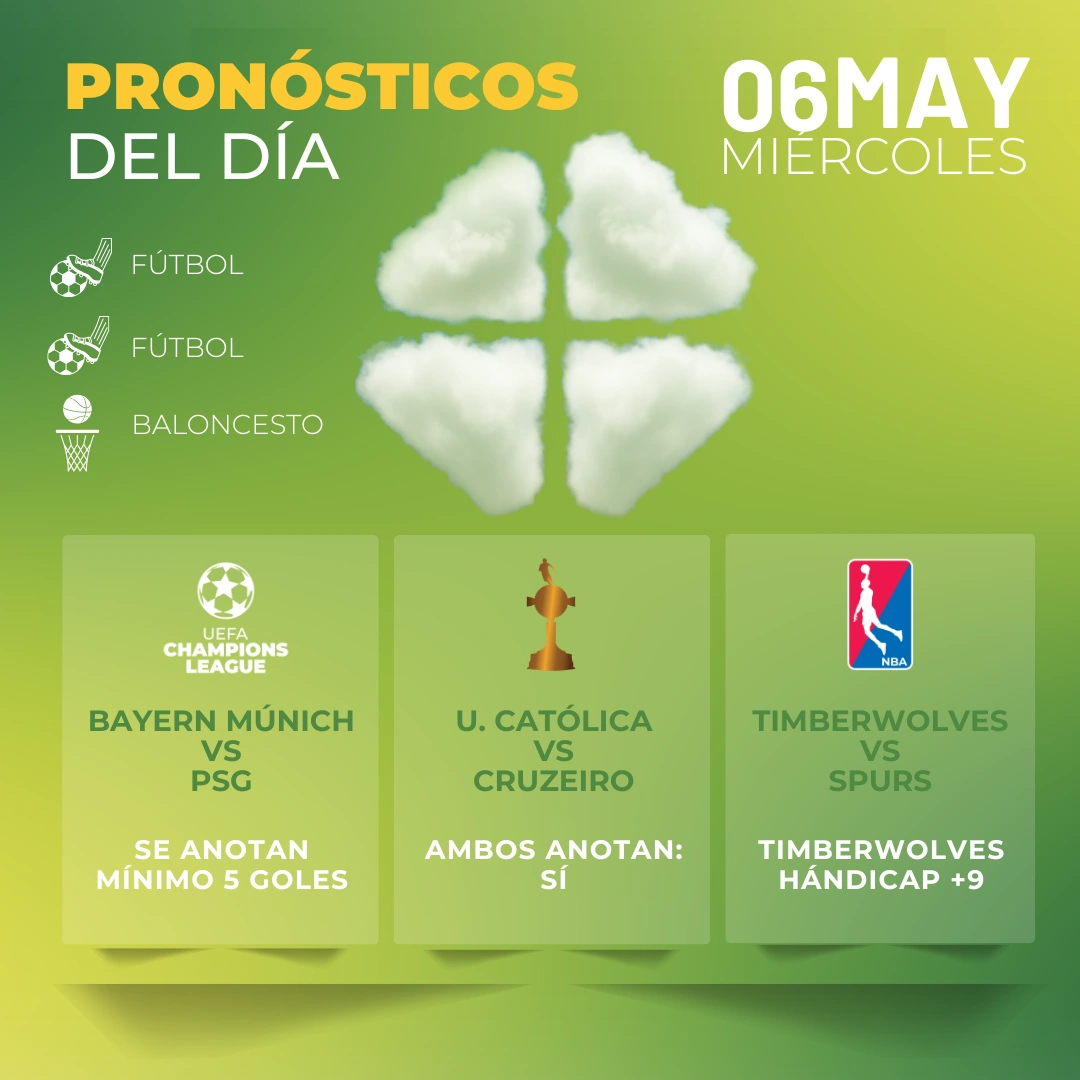 Pronósticos deportivos GRATIS - Miércoles 06-05-2026 - INTERNA - MiCasino