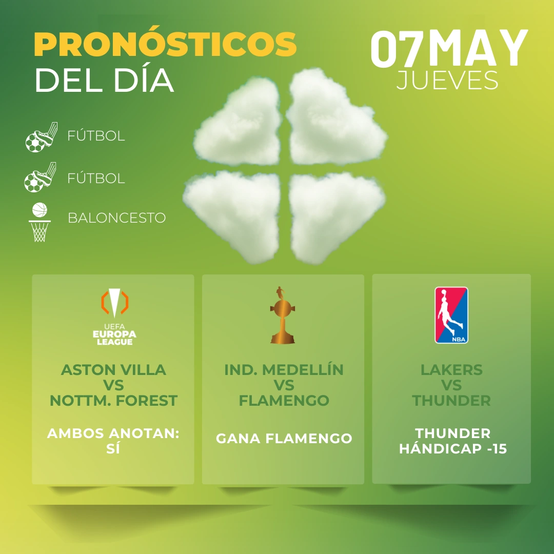 Pronósticos deportivos GRATIS para hoy jueves 07-05-2026 - INTERNA - MiCasino