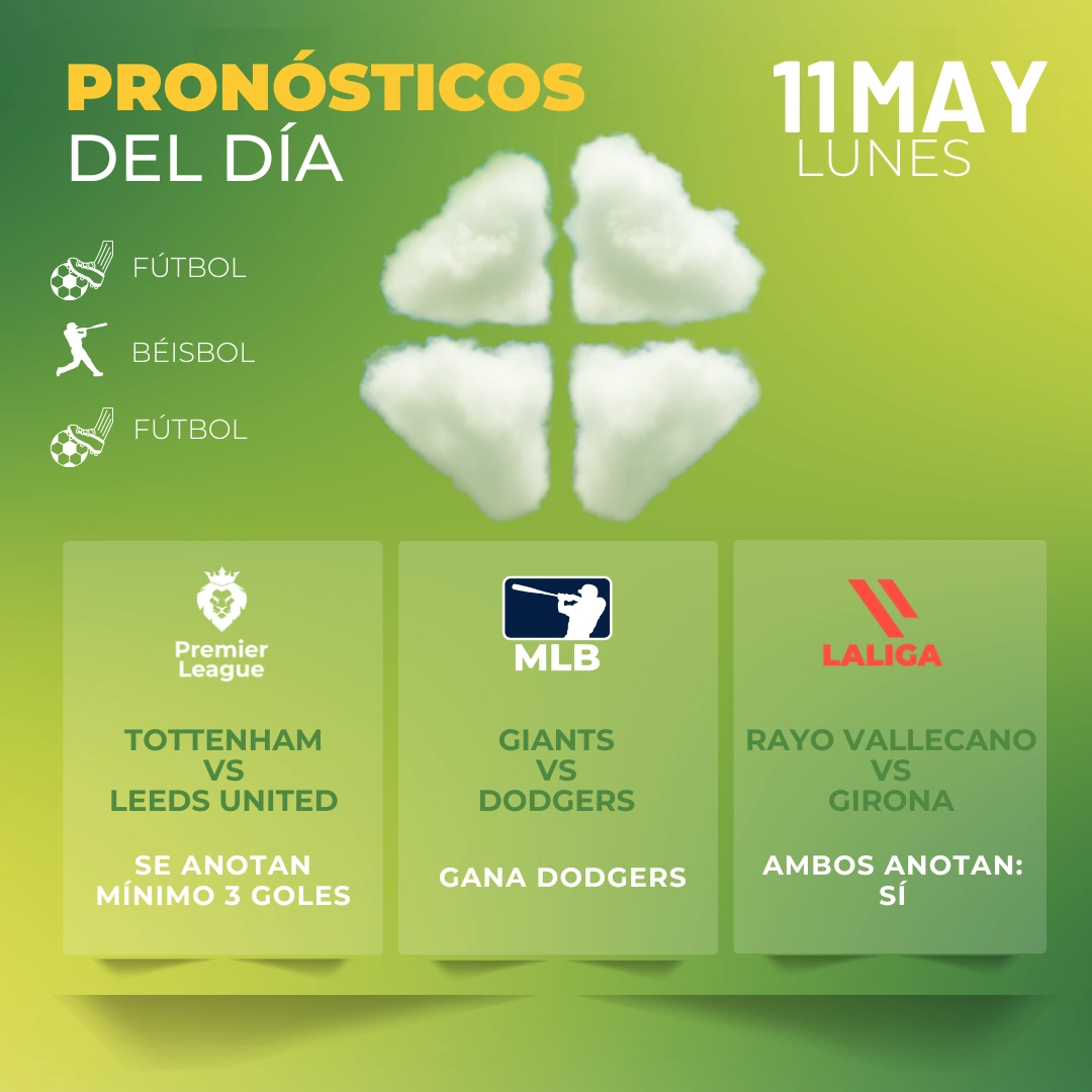 Pronósticos deportivos GRATIS para hoy lunes 11 05 2026 - INTERNA - MiCasino