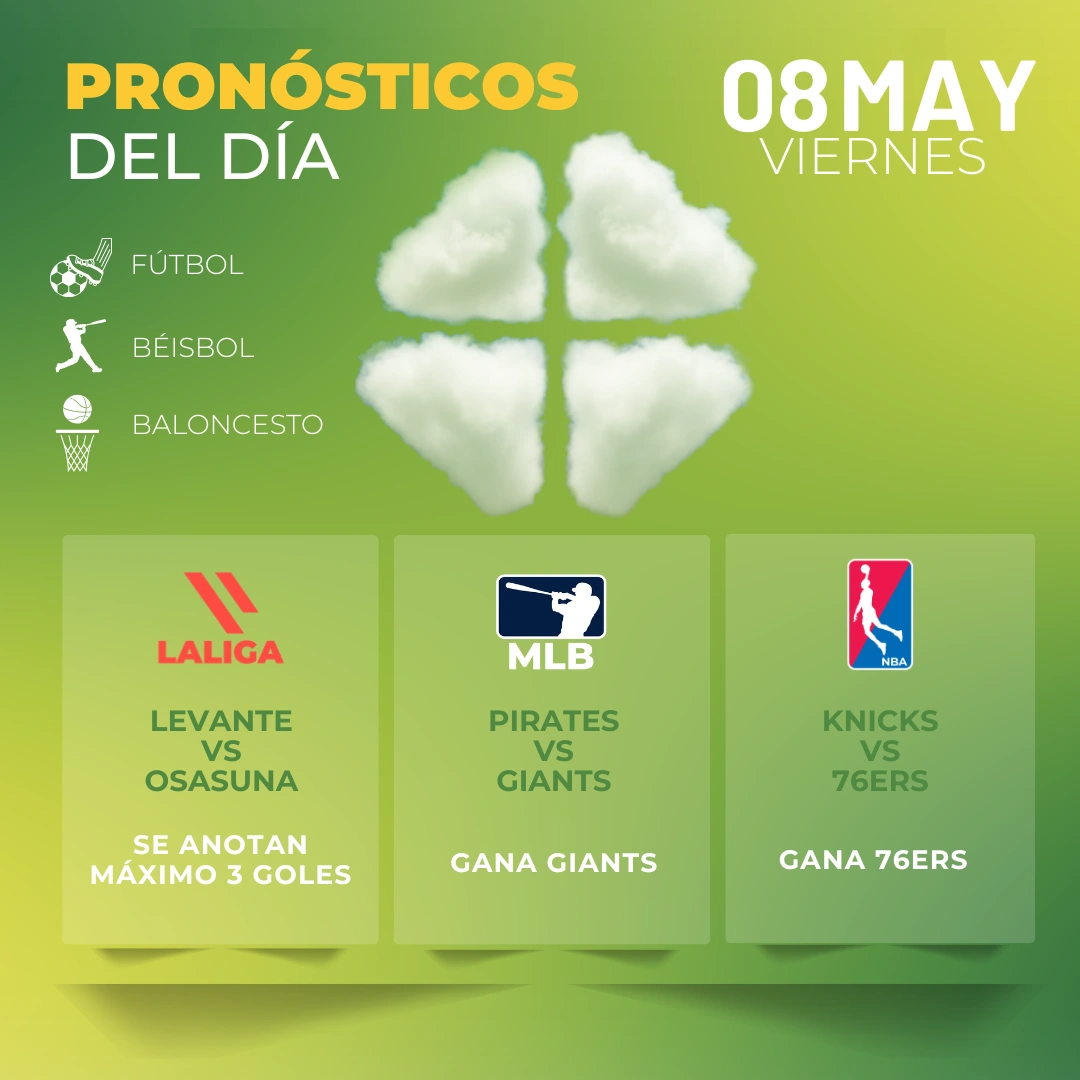 Pronósticos deportivos GRATIS para hoy viernes 08-05-2026 - INTERNA - MiCasino