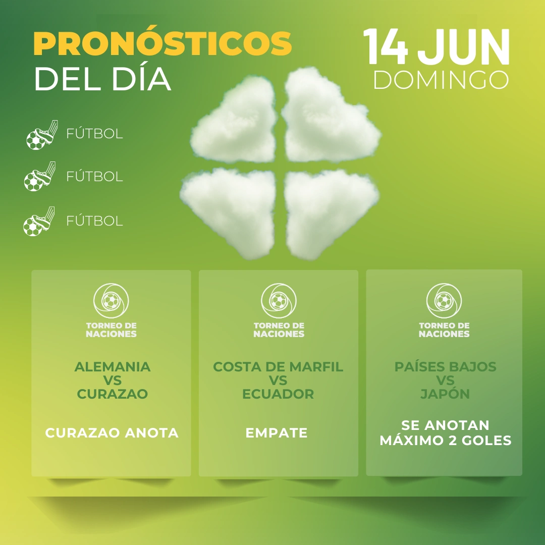 Pronósticos deportivos GRATIS para hoy domingo 14-06-2026 - INTERNA - MiCasino