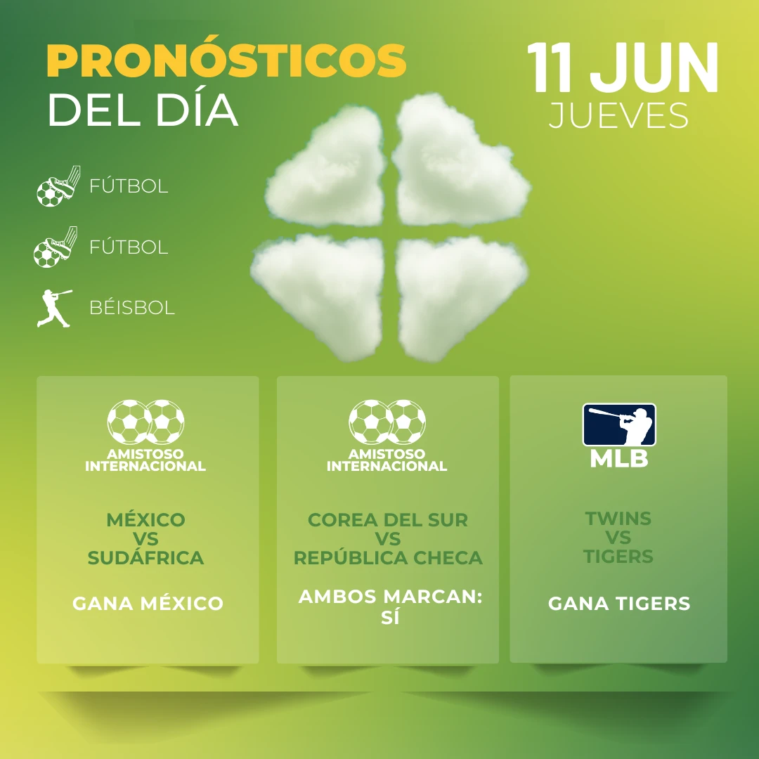 Pronósticos deportivos GRATIS para hoy jueves 11 06 2026 - INTERNA - MiCasino