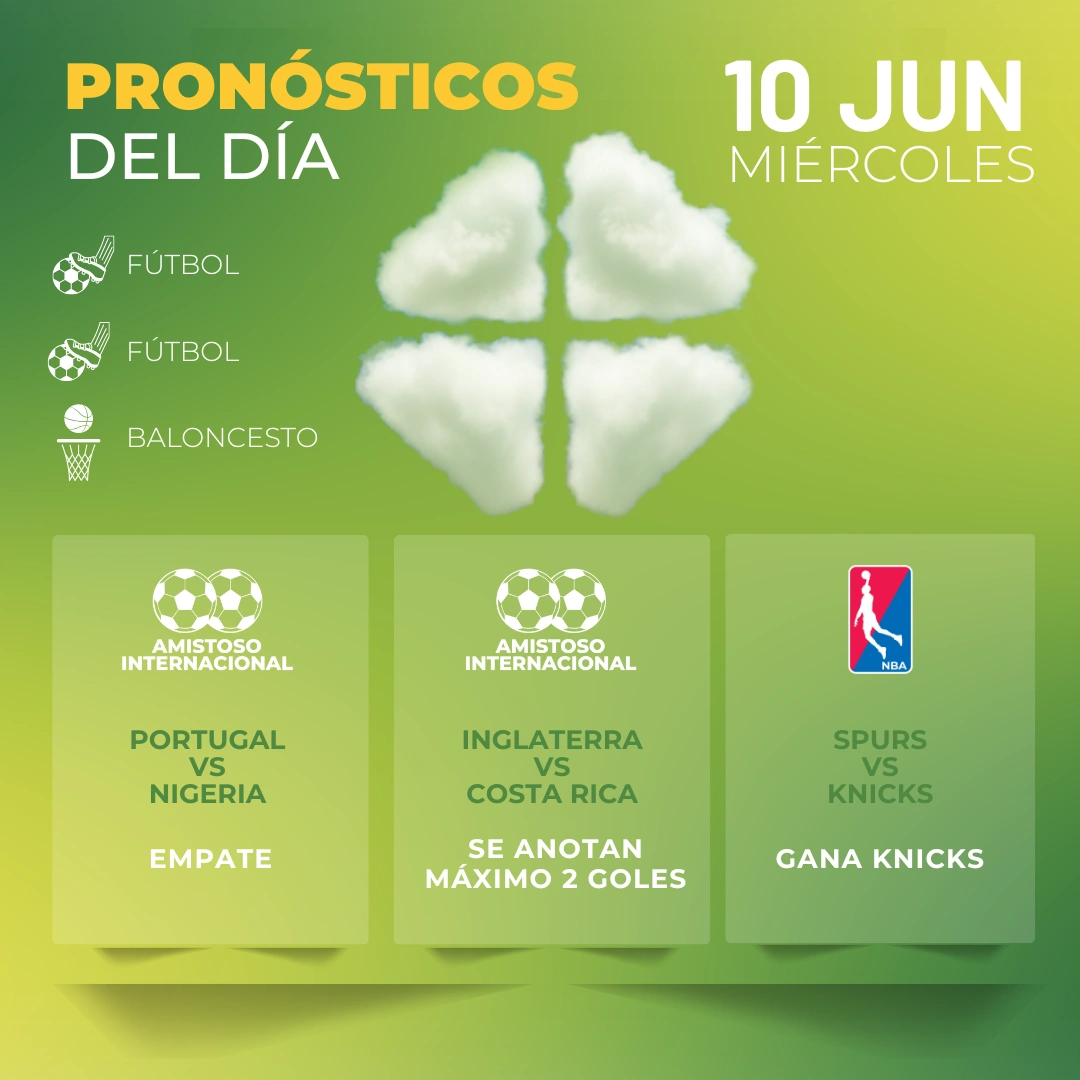 Pronósticos deportivos GRATIS para hoy miércoles 10-06-2026 - INTERNA - MiCasino