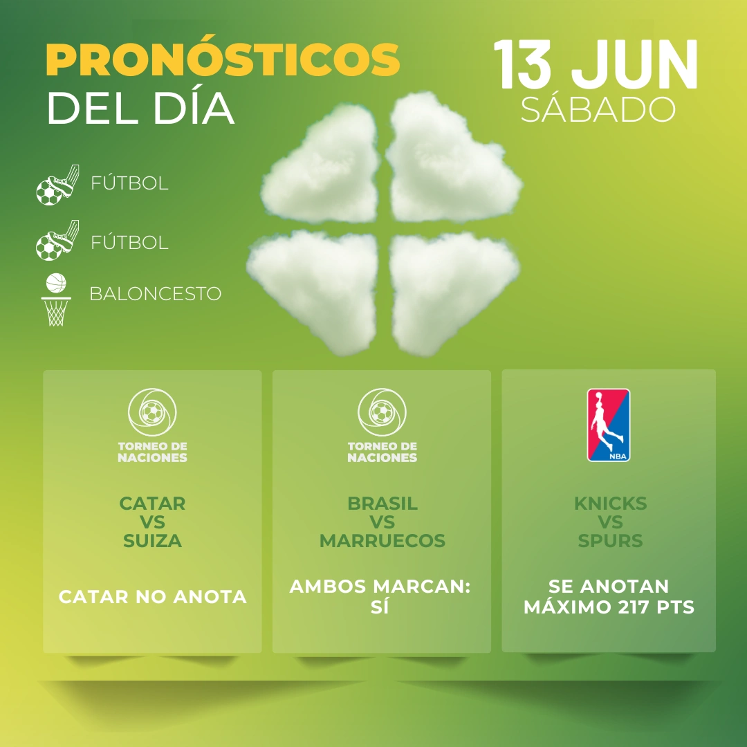 Pronósticos deportivos GRATIS para hoy sábado 13 06 2026 - INTERNA - MiCasino
