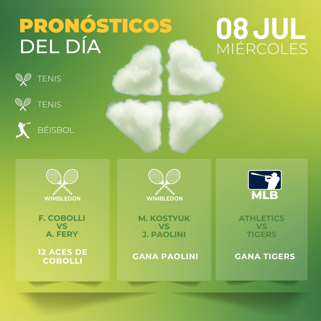 Pronósticos deportivos GRATIS para hoy miércoles 08 07 2026 - INTERNA - MiCasino